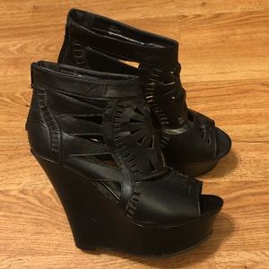 Hot Tomato Intricate Design Platform Wedges